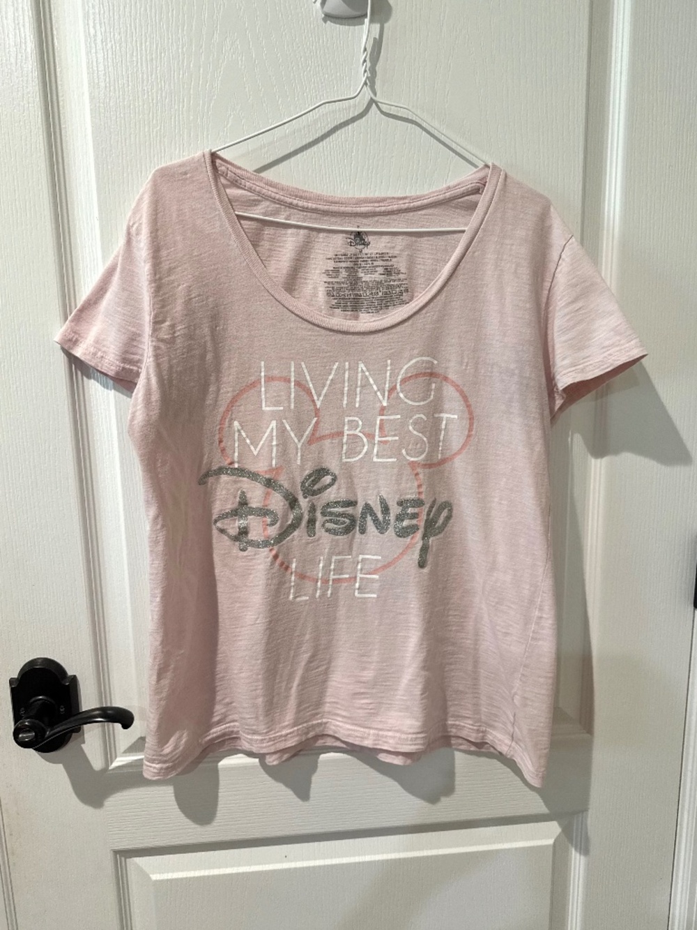 Disney Pink Living My Best Life Mickey Mouse Ears Graphic T-shirt Sz M